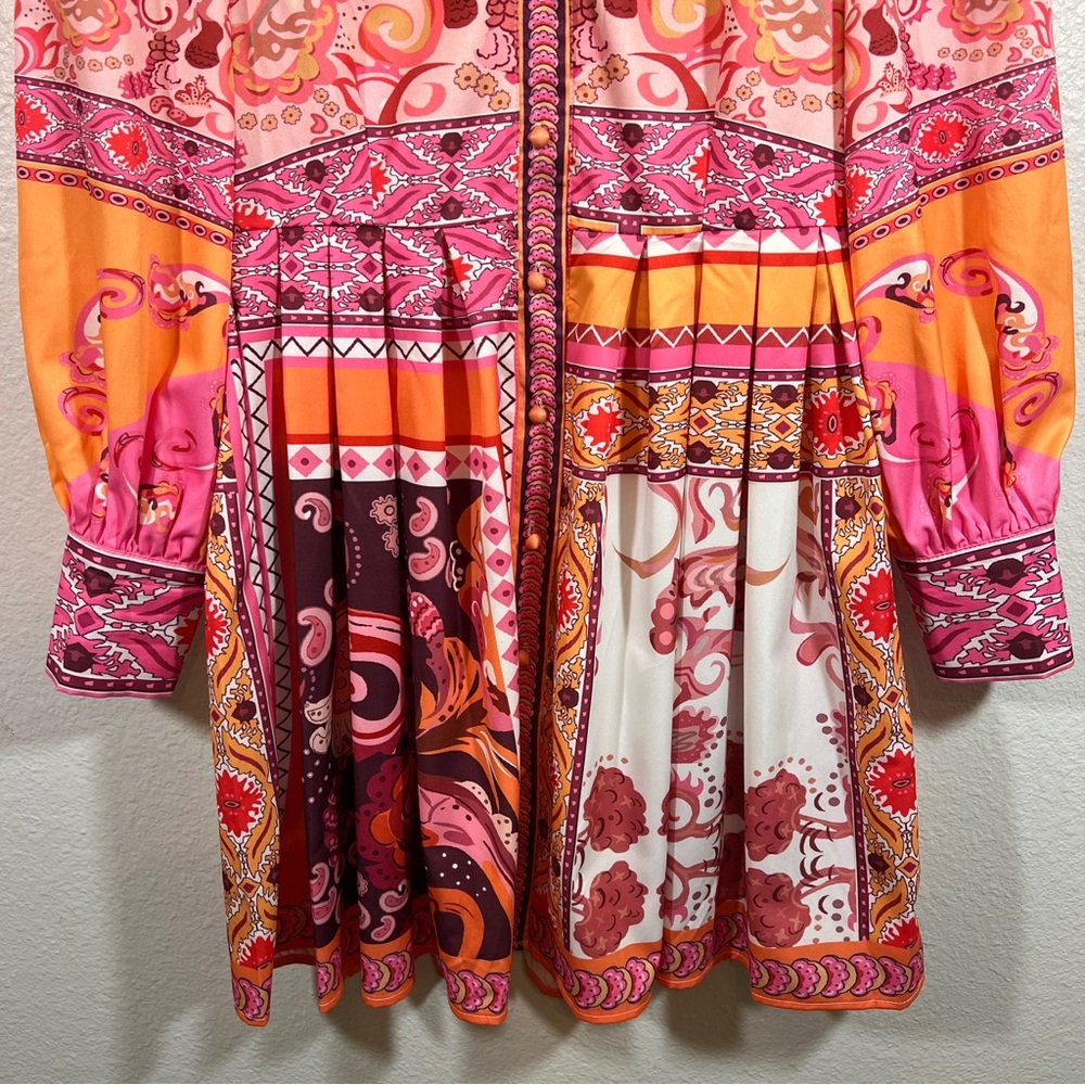 DALIA MACPHEE long sleeve paisley print pleated dress - Picture 3 of 9